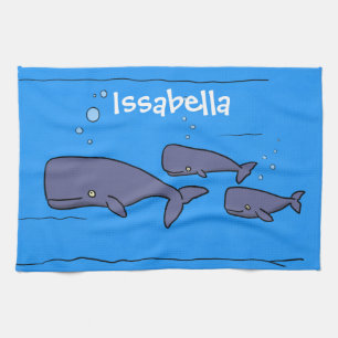 Paño De Cocina Ilustracion de ballenas personalizados migratorias