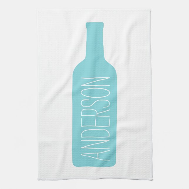 Paño De Cocina Ilustracion de botellas de vino - Nombre blanco mo (Vertical)