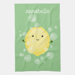 Paño De Cocina Ilustracion de burbujas de personalizado de limón