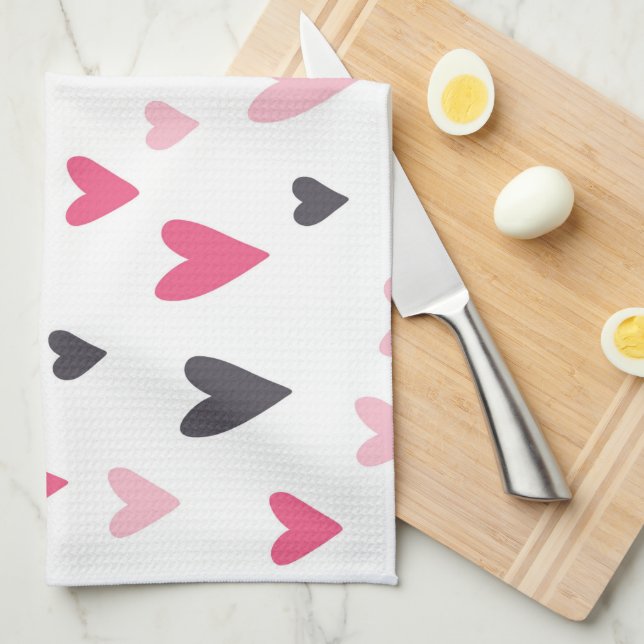 Paño De Cocina Ilustración de Corazones (Doblado Cuarto)