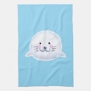 Paño De Cocina Ilustración de cría de foca linda y esponjosa