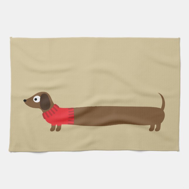 Paño De Cocina Ilustracion de Cute Long Dachshund (Horizontal)