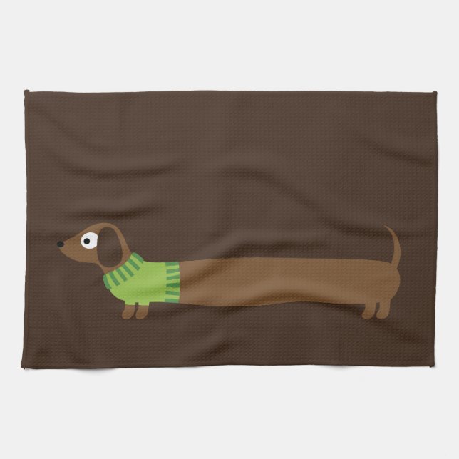 Paño De Cocina Ilustracion de Cute Long Dachshund (Horizontal)