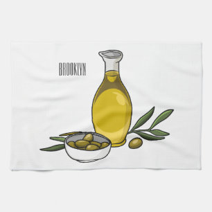 Paño De Cocina Ilustración de dibujos animados de aceite de oliva