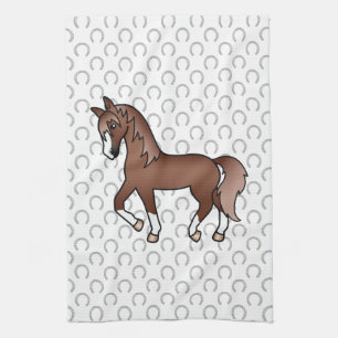 Paño De Cocina Ilustración de dibujos animados de caballo al trot