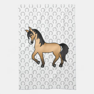 Paño De Cocina Ilustración de dibujos animados de caballo trotón 