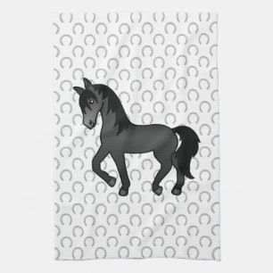 Paño De Cocina Ilustración de dibujos animados de caballo trotón 