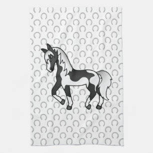 Paño De Cocina Ilustración de dibujos animados de caballo trotón 