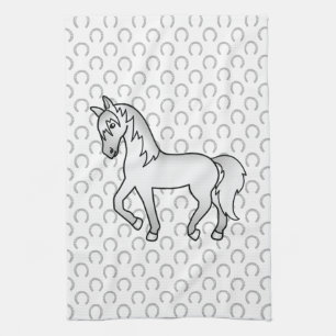 Paño De Cocina Ilustración de dibujos animados de caballo trotón