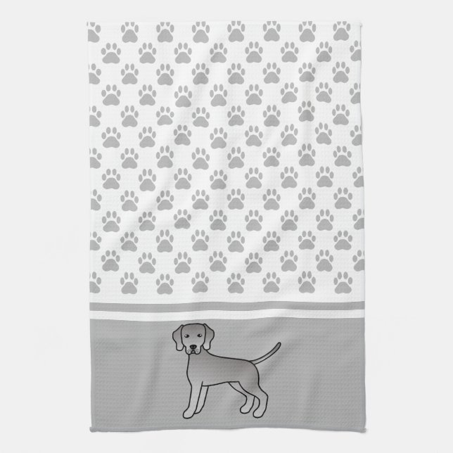 Paño De Cocina Ilustración de dibujos animados de perro Weimarane (Vertical)