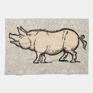 Paño De Cocina Ilustracion de época de cerda de cerdo