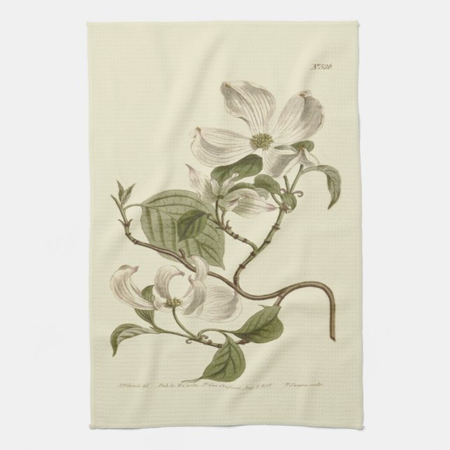 Paño De Cocina Ilustracion de flores de dogwood blancas (Vertical)
