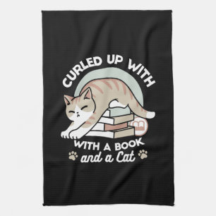 Paño De Cocina Ilustracion de Gato de Amante de Libros - Curva y