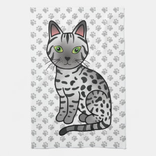 Paño De Cocina Ilustración de gato de dibujos animados lindo Mau