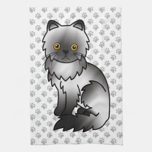 Paño De Cocina Ilustración de gato de dibujos animados persa lind