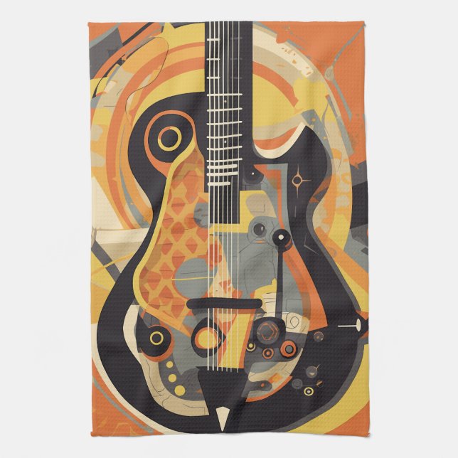 Paño De Cocina Ilustracion de guitarra retro (Vertical)