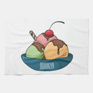 Paño De Cocina Ilustracion de helado personalizado
