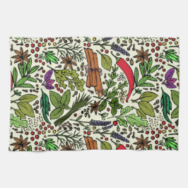 Paño De Cocina Ilustracion de hierbas y especias