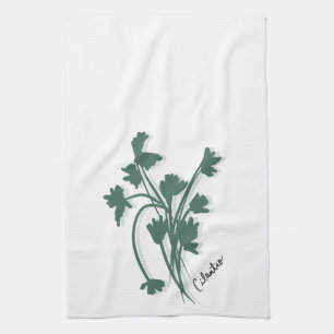 Paño De Cocina Ilustración de jardín de hierbas de cilantro Coria