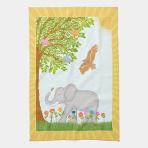 Paño De Cocina Ilustracion de la naturaleza del elefante capricho