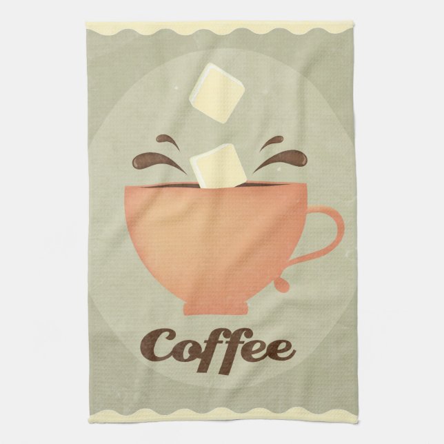 Paño De Cocina Ilustracion de la taza de café (Vertical)