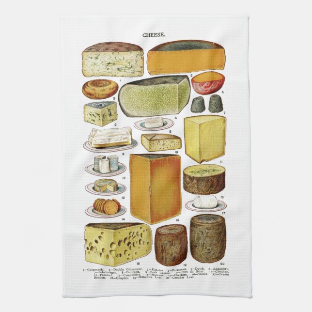 Paño De Cocina Ilustracion de las variedades del queso del (Vertical)