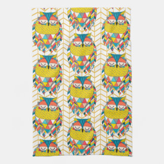 Paño De Cocina Ilustracion de Lechuza Moderna Tribal Azteca