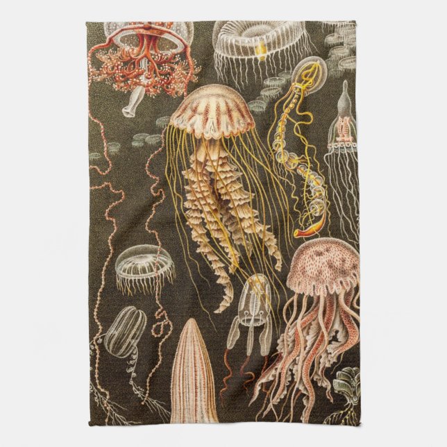 Paño De Cocina Ilustracion de los pescados de jalea de la (Vertical)