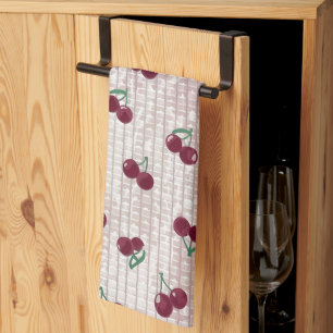 Paño De Cocina Ilustración de manta de ganchillo de cereza – Rosa