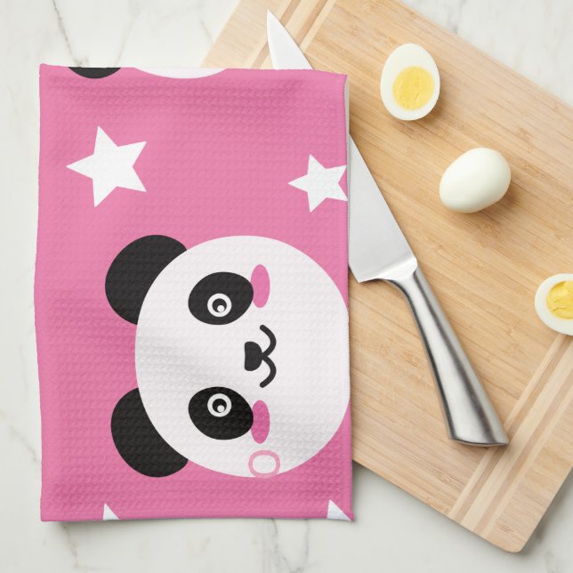 Paño De Cocina Ilustración de panda (Doblado Cuarto)
