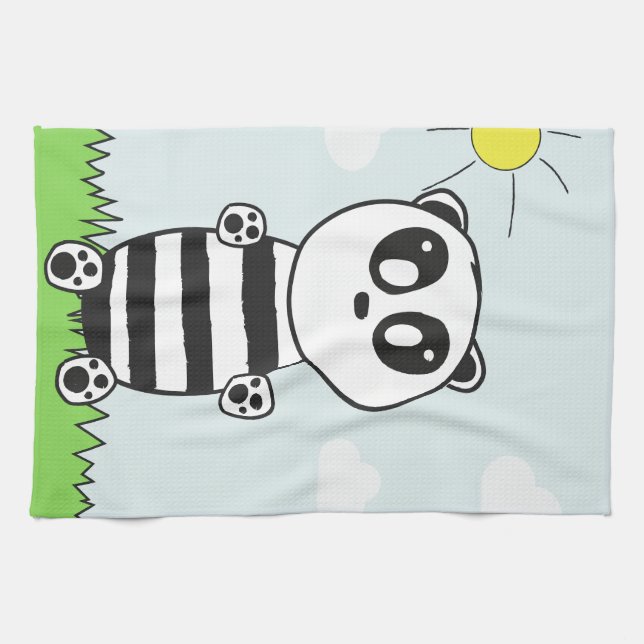 Paño De Cocina Ilustración de Panda Adorable (Horizontal)