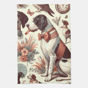 Paño De Cocina Ilustracion de perro Vintage Braque Français