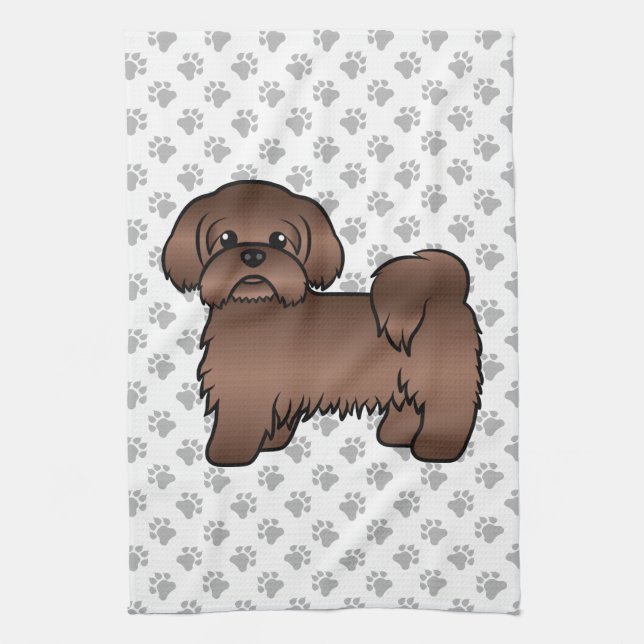 Paño De Cocina Ilustracion de perros de dibujos animados curados  (Vertical)