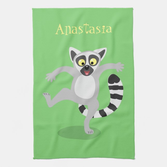 Paño De Cocina Ilustracion de personalizado bailador de lémur de  (Vertical)