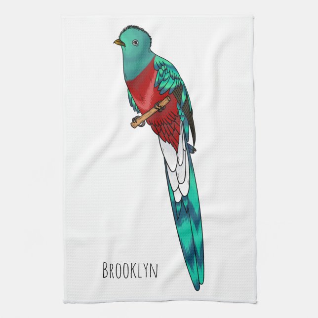 Paño De Cocina Ilustracion de personalizado de aves quetzales res (Vertical)