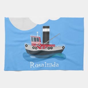 Paño De Cocina Ilustracion de personalizado de barco de pesca de