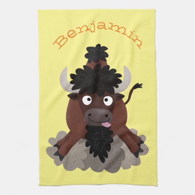 Paño De Cocina Ilustracion de personalizado de bisontes búfalos d (Vertical)