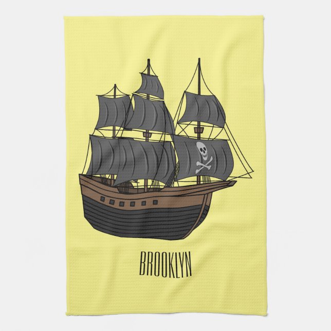 Paño De Cocina Ilustracion de personalizado de buques piratas (Vertical)