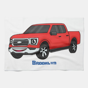 Paño De Cocina Ilustracion de personalizado de camioneta roja