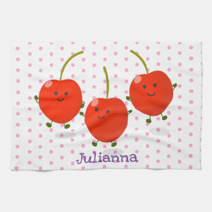 Paño De Cocina Ilustracion de personalizado de cerezas rojas de s