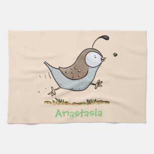 Paño De Cocina Ilustracion de personalizado de codorniz de califo