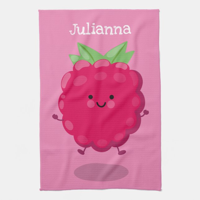 Paño De Cocina Ilustracion de personalizado de frambuesa alegre (Vertical)