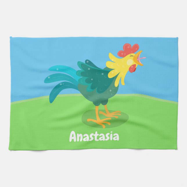 Paño De Cocina Ilustracion de personalizado de gallo de entrego g (Horizontal)