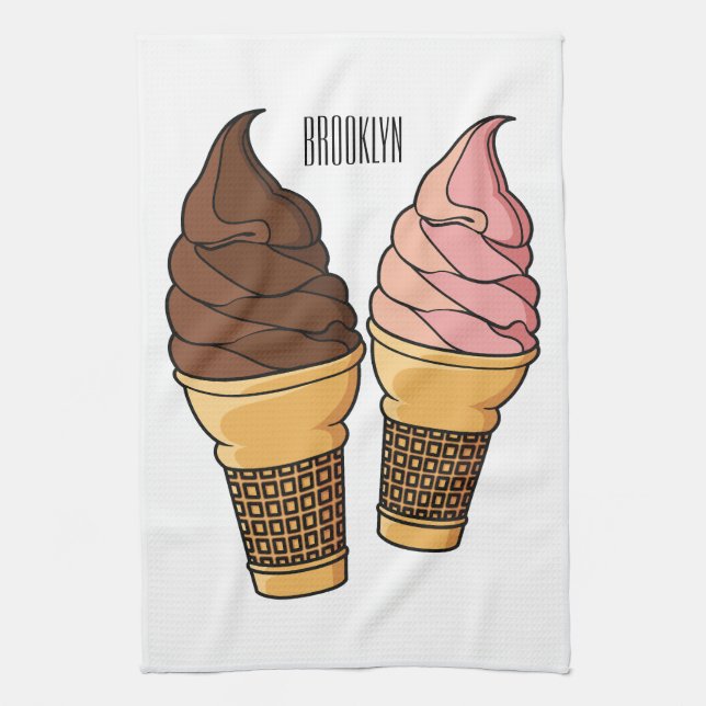Paño De Cocina Ilustracion de personalizado de helado de cono (Vertical)