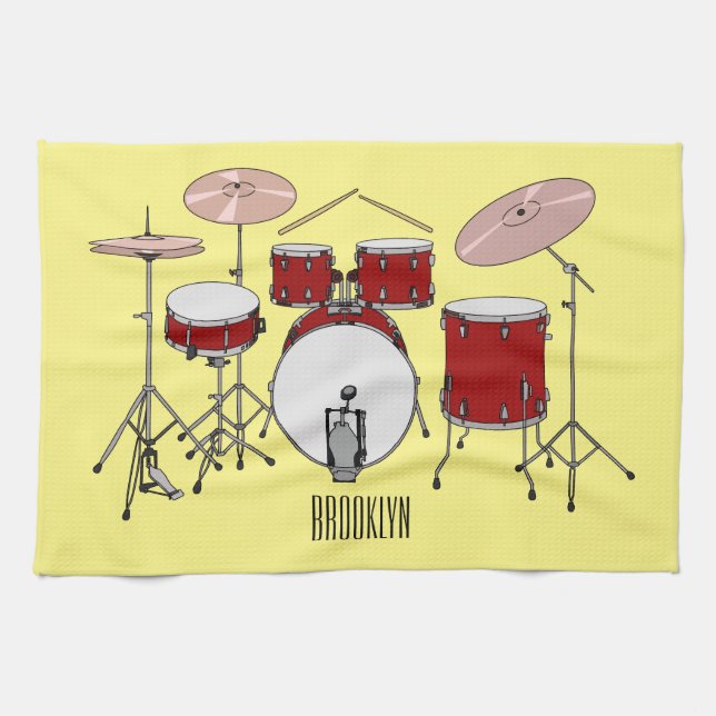 Paño De Cocina Ilustracion de personalizado de kit de tambor (Horizontal)
