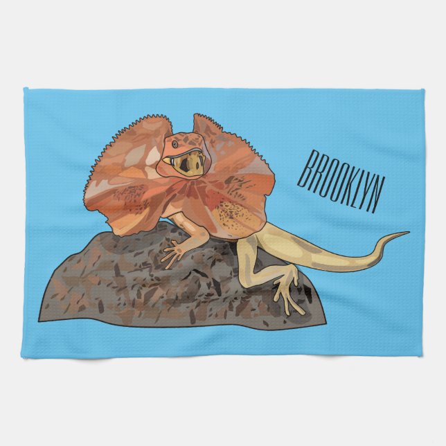 Paño De Cocina Ilustracion de personalizado de lagarto de cuello  (Horizontal)