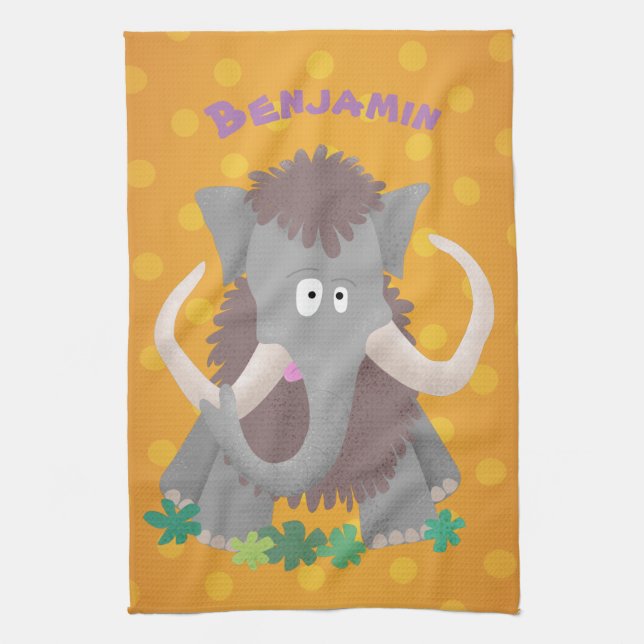 Paño De Cocina Ilustracion de personalizado de mamut bobo gracios (Vertical)