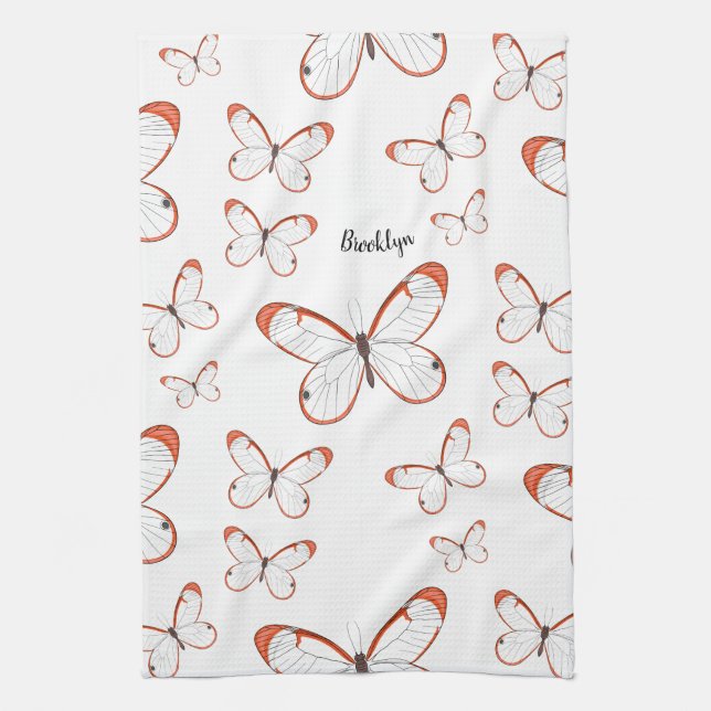 Paño De Cocina Ilustracion de personalizado de mariposa de vidrio (Vertical)