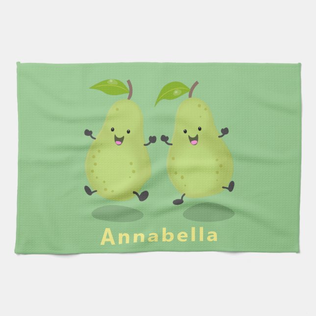 Paño De Cocina Ilustracion de personalizado de par de pera cúpula (Horizontal)