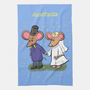 Paño De Cocina Ilustracion de personalizado de pareja de ratones
